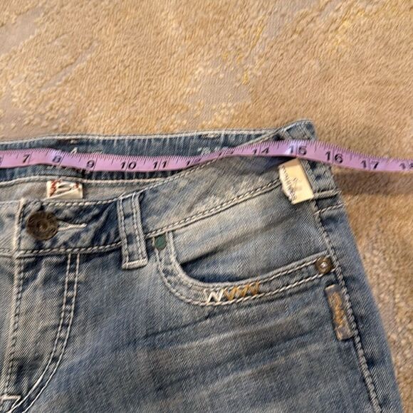 Silver Aiko flare original fit Distressed Jeans- NWT- size 30 x 31 chunky stitch - Picture 9 of 12